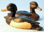 Tufted ducks - dabbling duck & diving duck carvings